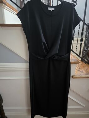 Gibson Latimer Black Twist-Waist Midi Dress